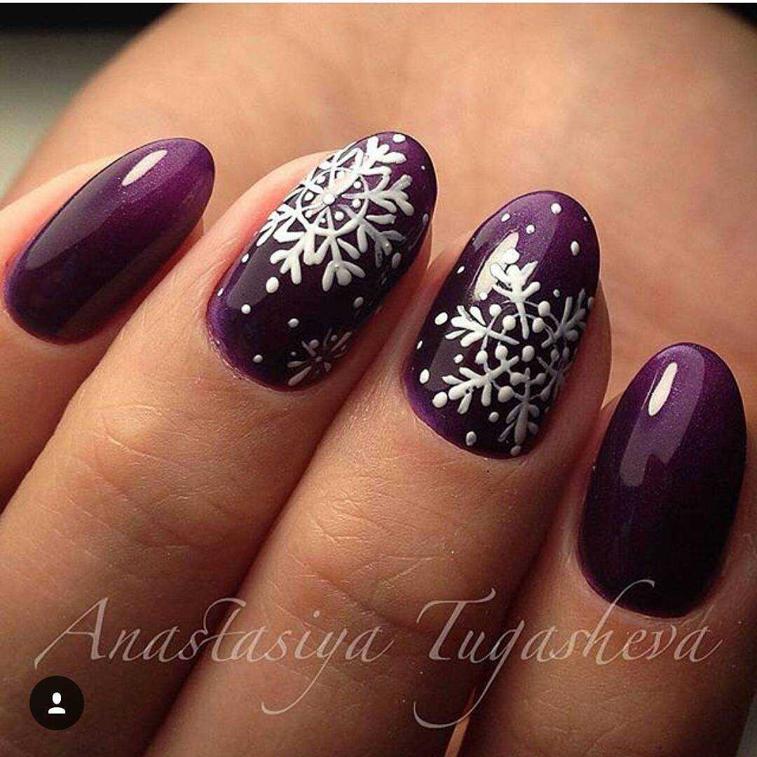 Дизайн Ногтей Новогодний На Фиолетовой Основе