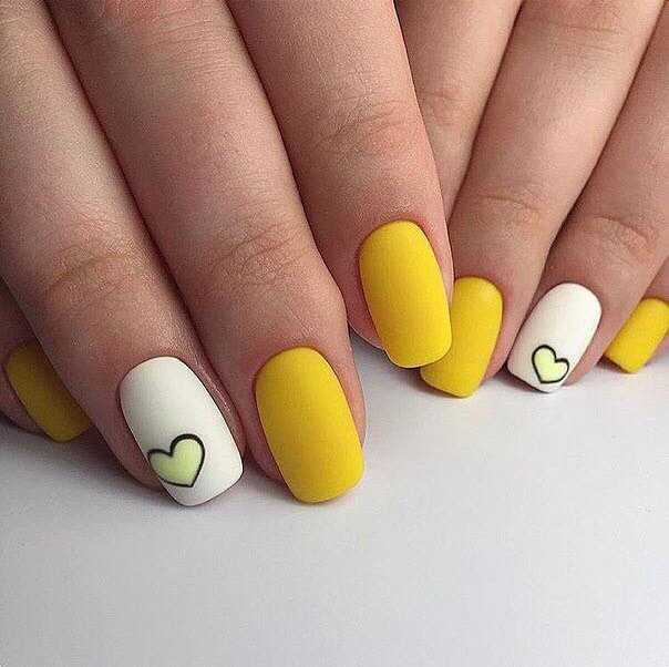дизайн ногтей желтый с зеленым
